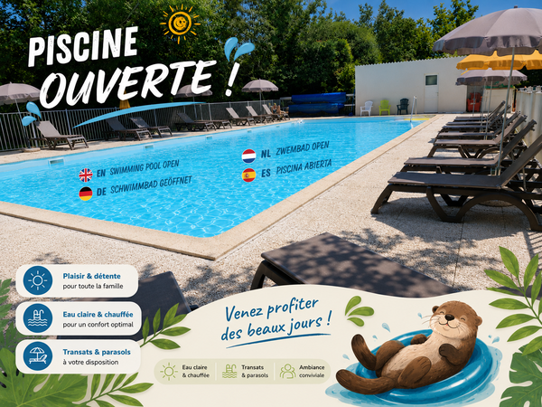 Piscine ouverte du Camping Le Lidon dans la Venise verte au cœur du Marais poitevin